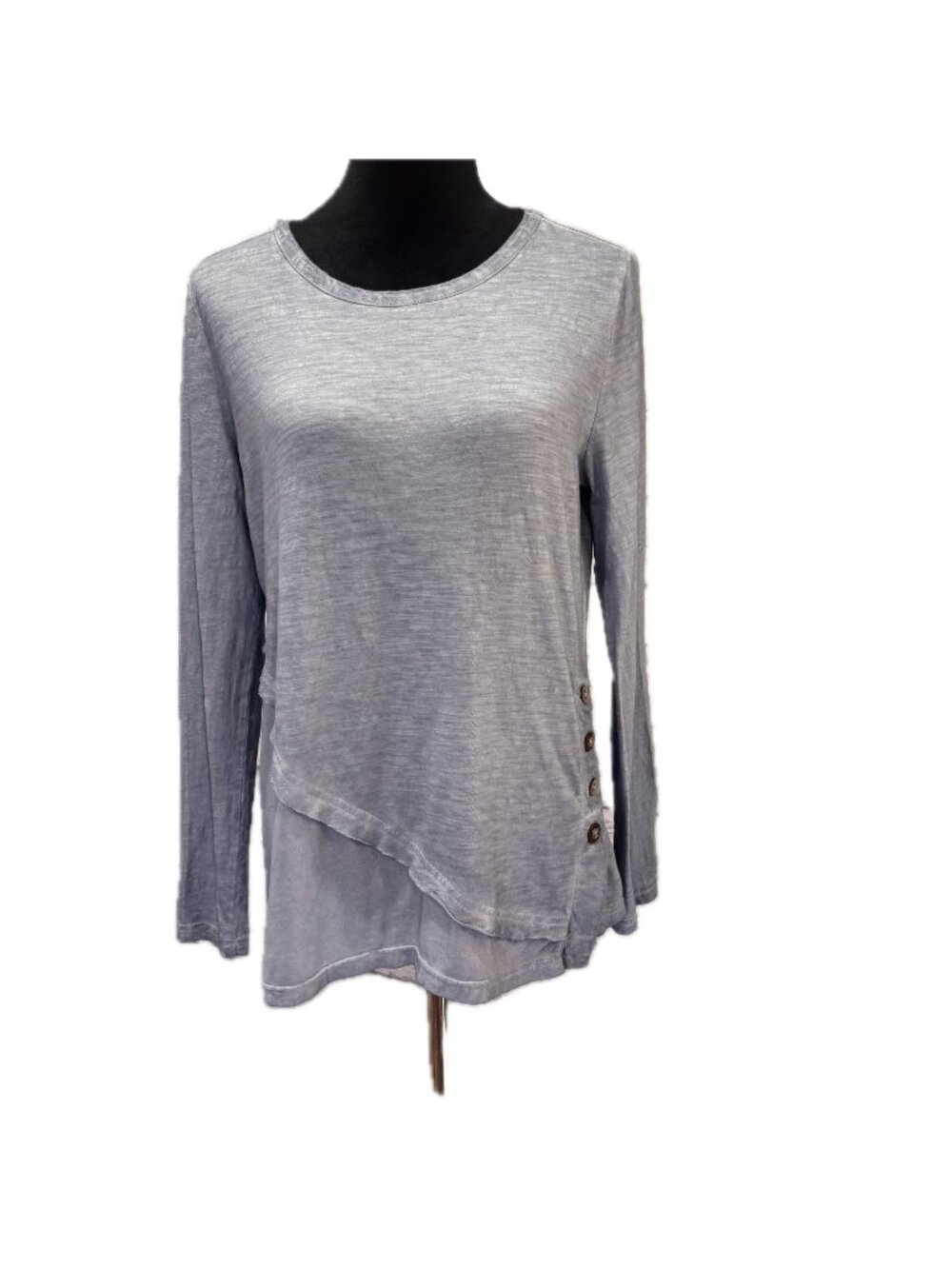 Neon Buddha Dusty Blue Cotton Button Side Tunic Top S